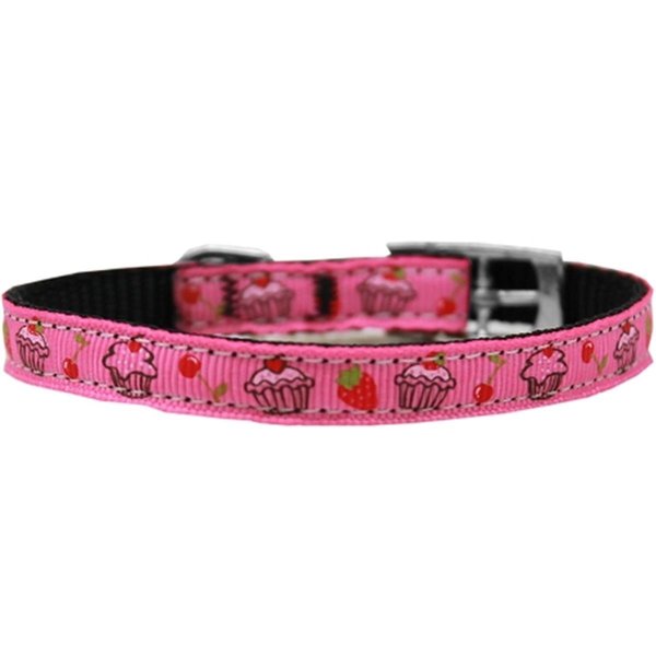 Pet Pal Cupcakes Nylon Dog Collar with Classic Buckle 0.37 in.Pink Size 12 PE765702